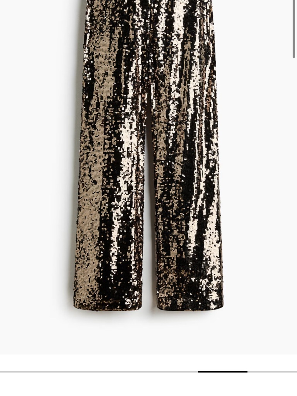 H&M Black and Gold Sequin Wide-Leg Pants